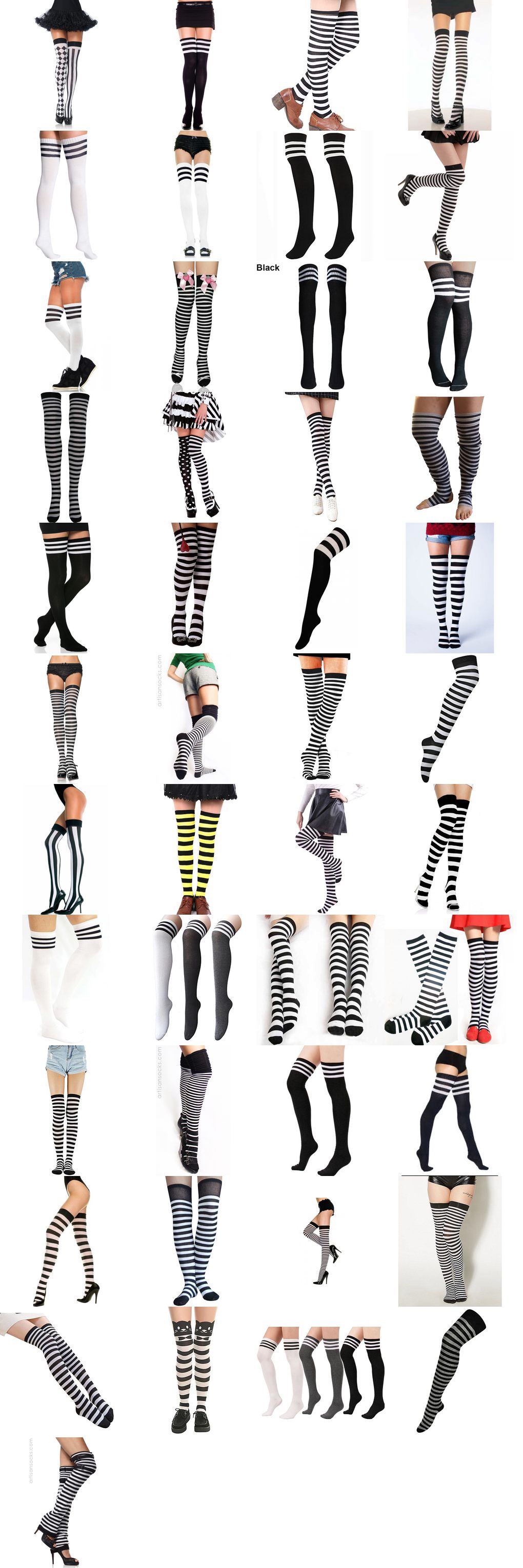 black and white striped thigh high socks
